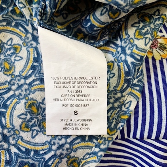 Jolt Women's Blue Tie Neck 3/4 Bell Sleeve Peasant Top - Picture 8 of 8